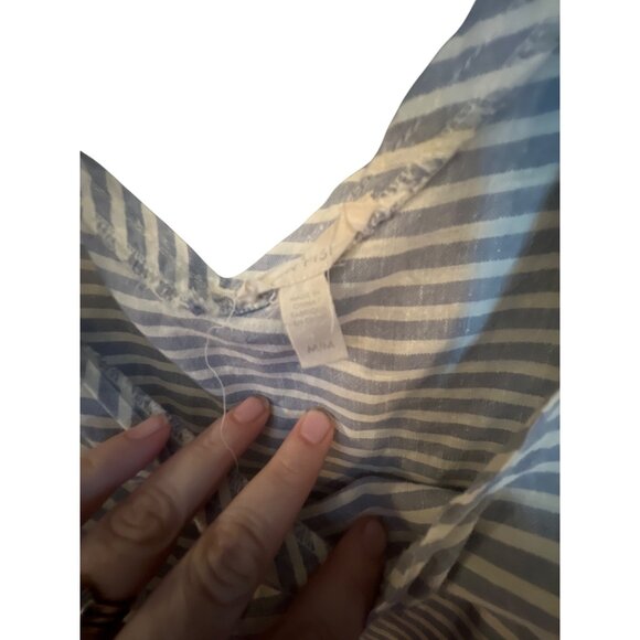 Eileen Fisher Sleeveless Striped Dress M Hemp & Cotton Blend Blue/White - Picture 4 of 6